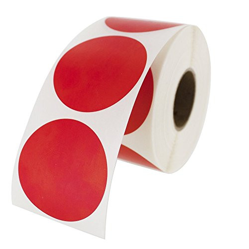Red Round Color Coding Inventory Labeling Dot Labels/Stickers - 1.5 Inch Round Labels 500 Stickers Per Roll