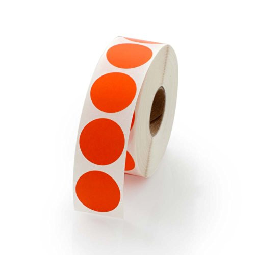 Orange Round Color Coding Inventory Labeling Dot Labels/Stickers - 1 Inch Round Labels 1000 Stickers Per Roll