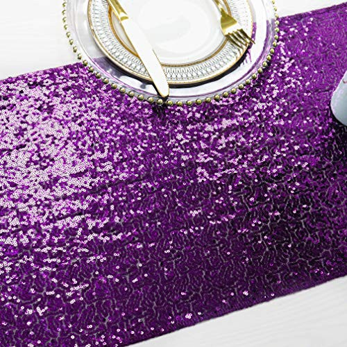 Table Runners Sequin Table Runner Dining Room Table Runner Burlap Modern Table Runner Glitz Sequin Table Runner for Party Wedding Christmas Dining Room Decor -14x72- Purple-