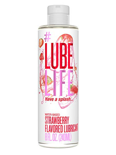 LubeLife Strawberry Flavored Oral Use Personal Lubricant- 8 oz Sex Lube for Men- Women and Couples -Strawberry-