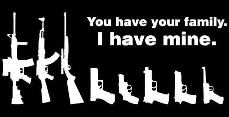 Gun Family Decal Vinyl Sticker|Cars Trucks Vans Walls Laptop| White |7.5 x 3.5 in|LLI127