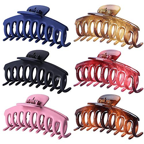 Auseibeely 6 PCS Large Hair Claw Clips - 4.3 Inches Nonslip Big Hair Claw Clips for Women/Girls- Fashion Hair Accessories Strong Hold Banana Hair Clips for Thick/Thin Hair Auseibeely 6 PCS Large Hair Claw Clips - 4.3 Inches Nonslip Big Hair Claw Clips for Women/Girls- Fashion Hair Accessories Strong Hold Banana Hair Clips for Thick/Thin Hair