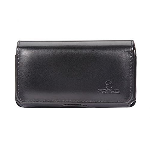 Black Leather Phone Case Cover Protective Pouch Belt Holster Swivel Clip for Virgin Mobile Motorola Moto E -2nd Generation- - Virgin Mobile Motorola Moto G -3rd Gen- - Virgin Mobile Motorola Triumph