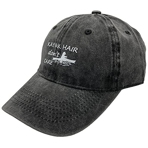 Kayak Hair Don't Care Women's Baseball Cap Vintage Distressed Unconstructed Hat Black