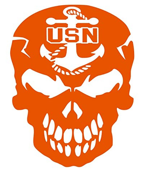 UR Impressions IOrn U.S. Navy Anchor Scourge Skull Decal Vinyl Sticker Graphics for Cars Trucks SUV Vans Walls Windows Laptop|Intense Orange|5.5 X 4.2 inch|URI333-IO