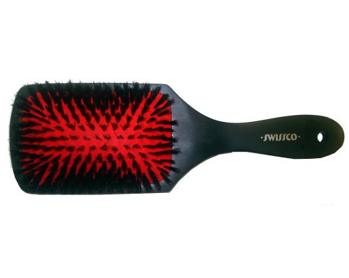 Classic Large Paddle Hair Brush Mixed Boar and Nylon Bristle- Pink Cushion