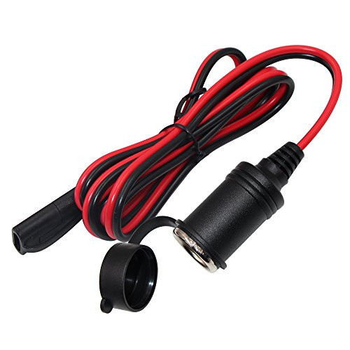 SAE to Motorcycle Female Cigarette Lighter Socket - 12V-24V Bike Power Extension Cable 6FT SAE 2 Pin Quick Release Connect Disconnect Plug 16AWG Heavy Duty Extension Cord -1 Pack-