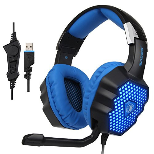 SADES Updated A70 USB Stereo Gaming Headset Over-Ear Headphones with Microphone Volume Control Noise Reduction Breathing LED Lights for PC Gamers(Black) SADES Updated A70 USB Stereo Gaming Headset Over-Ear Headphones with Microphone Volume Control Noise Reduction Breathing LED Lights for PC Gamers(Black)
