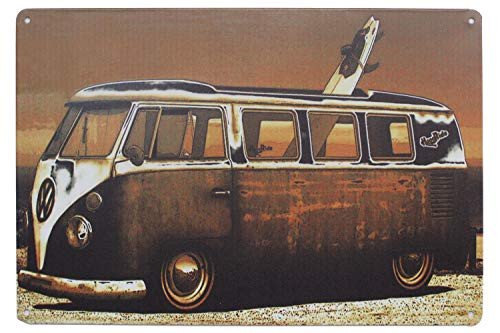 SUMIK Vintage Bus Kombi Van- Rustic Metal Tin Sign- Tin Poster- Retro Plaque Garage Wall Decor