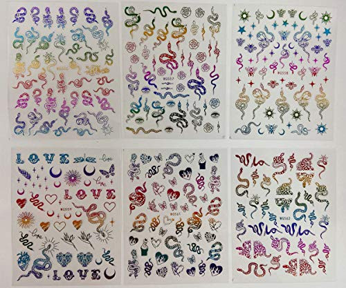 Nail Art Stickers 3D Nail Designs- 6 Sheets Designer Nail Decals Self Adhesive Snake Nail Stickers Nails Supplies Luxury Nail Stickers for Women Girls Nail Art Decorations Acrylic Nails Accessories Nail Art Stickers 3D Nail Designs- 6 Sheets Designer Nail Decals Self Adhesive Snake Nail Stickers Nails Supplies Luxury Nail Stickers for Women Girls Nail Art Decorations Acrylic Nails Accessories