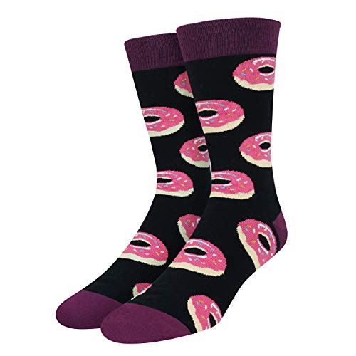 Novelty Crazy Donut Casual Socks- Funny Food Crew Socks in Black Gift for Men Novelty Crazy Donut Casual Socks- Funny Food Crew Socks in Black Gift for Men
