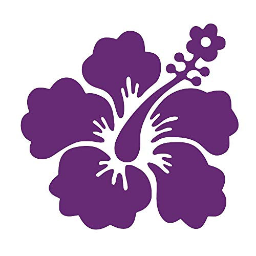Hawaiian Hibiscus Flower -Pick Any Color- Vinyl Transfer Sticker Decal for Laptop/Car/Truck/Window/Bumper -5in x 4.7in -Car Size-- Purple-