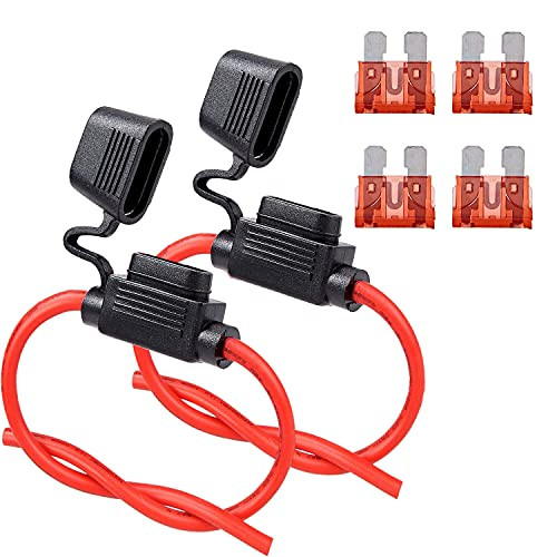 10-AWG- Gauge Wire Inline Fuse Holder - Waterproof Power Socket Medium Blade Type Inline Fuse Holders with 4pcs 40A Fuse auto Car Replacement Fuses