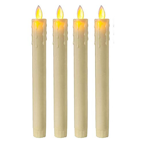 Taper Candle Lights LED Flameless Candles Battery Operated Candlesticks for Weddings- Home Decor- Churches- Candle Light Vigils 4 Pcs