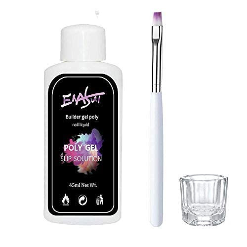 ENASUI 45ML Nail Extension Gel Solution- building Gel Slip Solution Nail Extension Gel Liquid Solution- Nail Brush- Glass Cup- Nail Gel Liquid Extension-Nail Gel Builder Liquid
