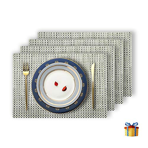 Placemats for Dining Table Set of 4- Washable Vinyl PVC Waterproof Table Mats- Heat-Resistant Non Slip Placemats- Stain Resistant Place Mats- Kitchen Table Mats Placemats for Dining Table Set of 4- Washable Vinyl PVC Waterproof Table Mats- Heat-Resistant Non Slip Placemats- Stain Resistant Place Mats- Kitchen Table Mats