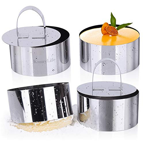 Round Cake Rings Set of 4-KnmyLife Stainless Steel 3 x 1.57 inch Ring Molds for Cooking-Mini Pastry Mousse Mold with Pusher Round Cake Rings Set of 4-KnmyLife Stainless Steel 3 x 1.57 inch Ring Molds for Cooking-Mini Pastry Mousse Mold with Pusher