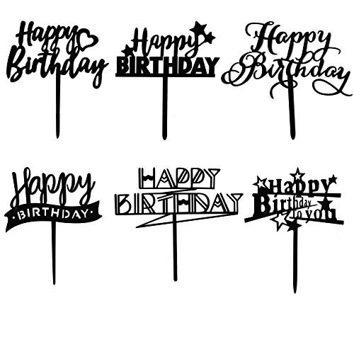 6 Pieces Happy Birthday Cake Topper Acrylic Happy Birthday Cake Topper Black Cake Topper Cupcake Topper for Birthday Party Decorations- Double-Sided- Mirror Black 6 Pieces Happy Birthday Cake Topper Acrylic Happy Birthday Cake Topper Black Cake Topper Cupcake Topper for Birthday Party Decorations- Double-Sided- Mirror Black