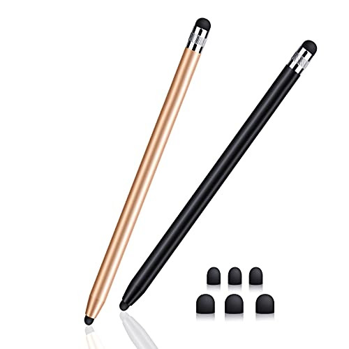 Zealoire Stylus Pens for Touch Screens -2 Pcs-- Sensitivity Capacitive Stylus 2 in 1 Touch Screen Pen with 6 Extra Replaceable Tips for iPad iPhone Tablets Samsung Galaxy All Universal Touch Devices