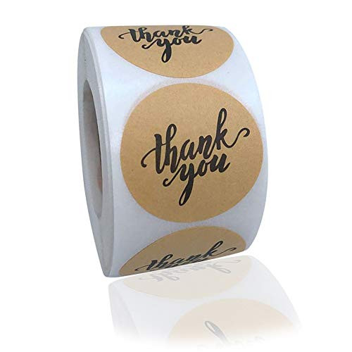 1.5 Inch Kraft Thank You Stickers- Thank You Label Stickers 500 Sealing Stickers for Gifts- Weddings- Giveaways- Bridal Showers- Party and Small Business 1.5 Inch Kraft Thank You Stickers- Thank You Label Stickers 500 Sealing Stickers for Gifts- Weddings- Giveaways- Bridal Showers- Party and Small Business