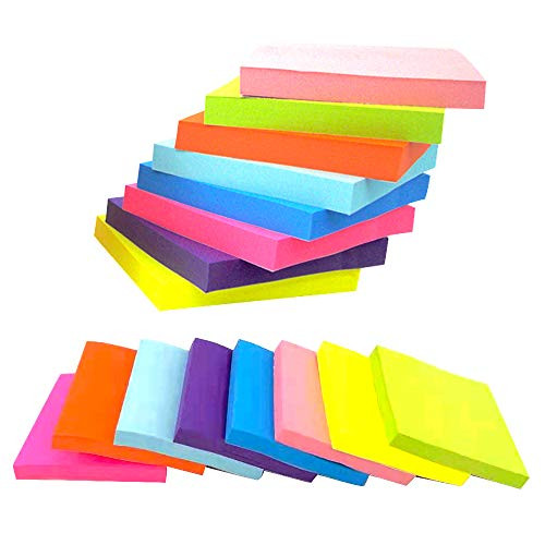 Sticky Notes 3x3 Inches-Bright Colors Self-Stick Pads-Easy to Post for Home- Office- Notebook-100 Sheets/pad-8 Pack-