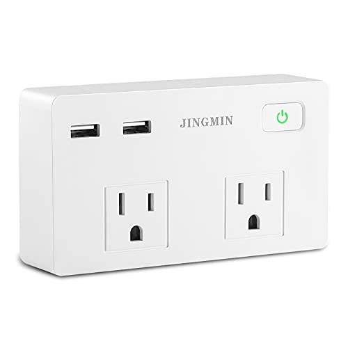 USB Wall Charger Surge Protector- 2 Outlet Extender with 2 USB Charging Ports - 3.1A Total-- 5610 Joules Multi Plug Outlet Power Strip for Home- Travel- Office