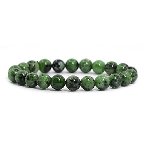 Justinstones Natural Ruby in Zoisite Gemstone 8mm Round Beads Stretch Bracelet 7 Inch Unisex