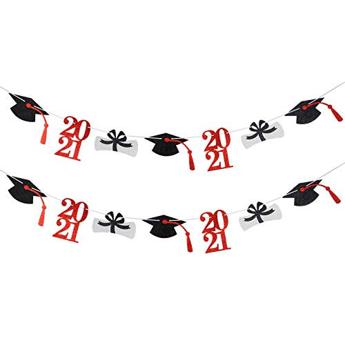 Red and Black Glitter 2021 Graduation Cap Garland Banner for Graduation Decorations 2021- Graduation Banner for Graduation Party Supplies 2021- Class Of 2021 Sign for 2021 Graduation Decorations -2 Pack - Red and Black Glitter 2021 Graduation Cap Garland Banner for Graduation Decorations 2021- Graduation Banner for Graduation Party Supplies 2021- Class Of 2021 Sign for 2021 Graduation Decorations -2 Pack -