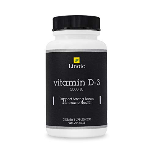 Vitamin D3 5000 IU Immune Support by Linoic - Vitamin D for Women and Men - High Potency D Vitamin 5000 IU 90 Capsules Supports Healthy Heart- Bones- Joints  and  Muscle - Non-GMO Vitamin