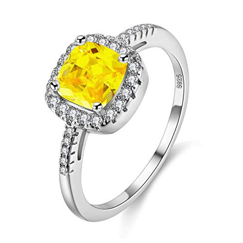 Uloveido Rhodium Plated Solitaire Rings for Women- Square Ring- Silver Color Engagement Wedding Band Rings for Ladies with Round Tiny Cubic Zirconia -Yellow- Size 9- Y3100 Uloveido Rhodium Plated Solitaire Rings for Women- Square Ring- Silver Color Engagement Wedding Band Rings for Ladies with Round Tiny Cubic Zirconia -Yellow- Size 9- Y3100