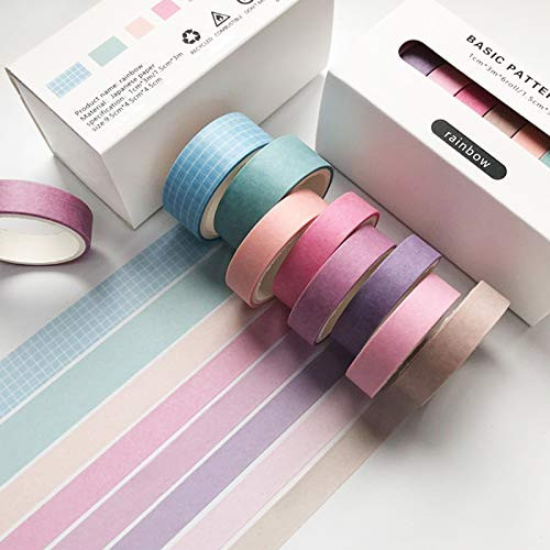8Rolls Solid Color Washi Tape Set-Decorative Natural Color Masking Tape Sets for Craft-Kids-Scrapbook-Bullet Journal-DIY-Gift Wrapping -Purple-