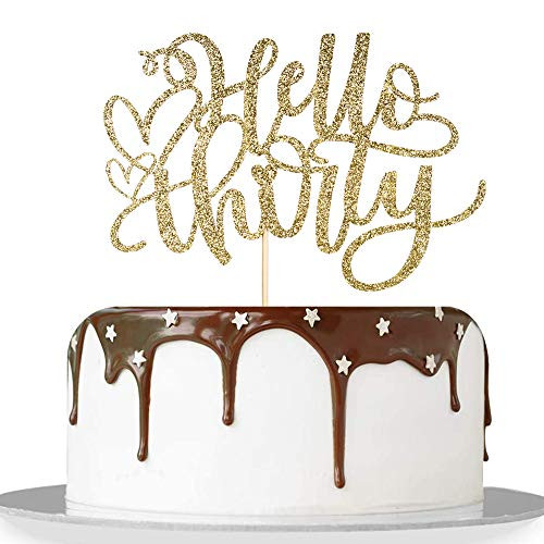 Migeaks Hello Thirty-30th Cake Topper-30th Happy Birthday Party Decoration Cake Decoration Migeaks Hello Thirty-30th Cake Topper-30th Happy Birthday Party Decoration Cake Decoration