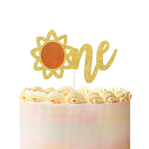 Sunflower One Cake Topper-Wild Flower 1st First Birthday Cake Decor-Summer Baby Shower -One Years Old Birthday Party Decorations-Summer Smash Photo Prop
