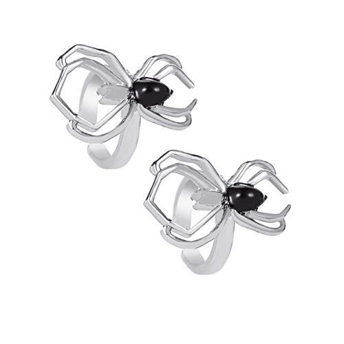 Personality Spider Clip Cuff Earrings No Piercing Clip On Ear Cartilage Earrings for Women Men-Silver