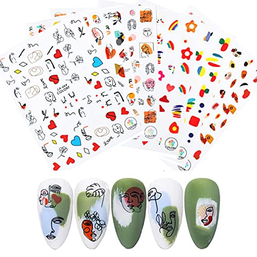 Abstract Face Nail Art Stickers Decals 3D Self-Adhesive Designer Nail Decals Nail Supplies 6Sheet Flower Graffiti Fun Nail Designs Stickers for Acrylic Nails Decorations DIY Nail Decor Manicure Tip Abstract Face Nail Art Stickers Decals 3D Self-Adhesive Designer Nail Decals Nail Supplies 6Sheet Flower Graffiti Fun Nail Designs Stickers for Acrylic Nails Decorations DIY Nail Decor Manicure Tip