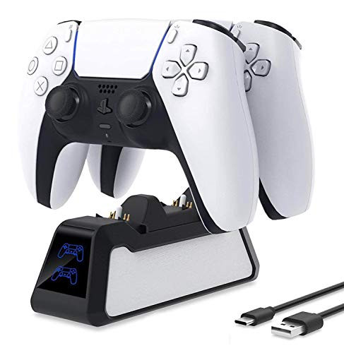 PS5 Controller Charger- Playstation 5 Controller Charging Station- Dualsence Charging Dock with LED Indicator- Safe and Fast Charging- for PlayStation 5 / PS5 / Controller-Black-
