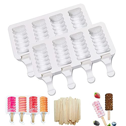 2 Pack Silicone Popsicle Molds- 4 Cavities Silicone Cakesicle Mold- Homemade Ice Cream Mold Baking Molds- Cake Pop Molds with 50 Wooden Sticks for DIY Ice Popsicle and Ice Cream-Molds -B- 2 Pack Silicone Popsicle Molds- 4 Cavities Silicone Cakesicle Mold- Homemade Ice Cream Mold Baking Molds- Cake Pop Molds with 50 Wooden Sticks for DIY Ice Popsicle and Ice Cream-Molds -B-