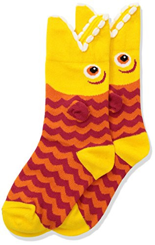 K. Bell Socks unisex child Novelty Wide Mouth Crew Hosiery- Red Piranha- Shoe Size 7-13 US