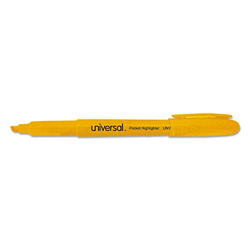 Universal 08853 Pocket Clip Highlighter- Chisel Tip- Fluorescent Orange Ink- Dozen