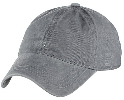 Unisex Washed Twill Low Profile Adjustable Baseball Dad Cap Hat- Gray