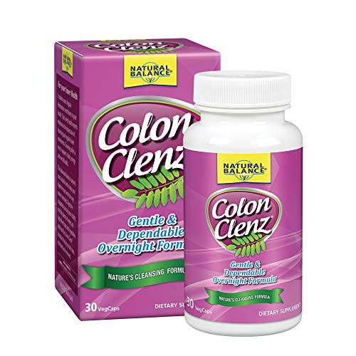 Natural Balance Colon Clenz | Herbal Colon Cleanse  and  Detox Supplement | Gentle  and  Dependable Overnight Formula | 30 Vegetarian Capsules