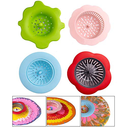 Xieda 4 Pieces Acrylic Paint Pouring Strainers Plastic Silicone Paint Pouring Strainers for Acrylic Paint Pouring Supplies