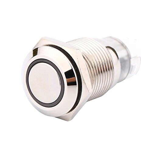 16mm 12V Car Green LED Metal Power Push Button Switch- 1NO1NC ON/OFF Latching Toggle Switch