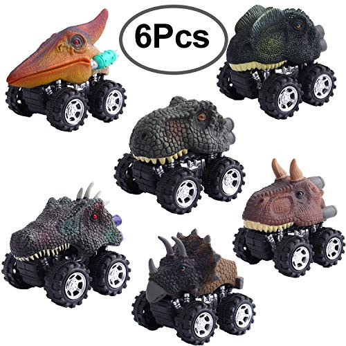 Hicdaw Pull Back Dinosaur Car Toys 6 Pack Dinosaur Toy Car for Boys Girls Creative Gift for Kid