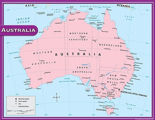 Teacher Created Resources Australia Map Chart- Multi Color -7653-