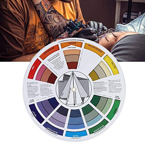 Tattoo Ink Color Wheel Chart - Cimenn Tattoo Pigment Mix Color Guide for Permanent Eyebrow Lip Tattoo