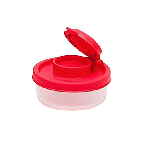Tomsi Salt and Pepper Shakers- Moisture Proof Clear Salt Shaker with Red Covers Lids- Plastic Airtight Spice Jar Dispenser for Kitchen Outdoors Camping Picnic -1pc-