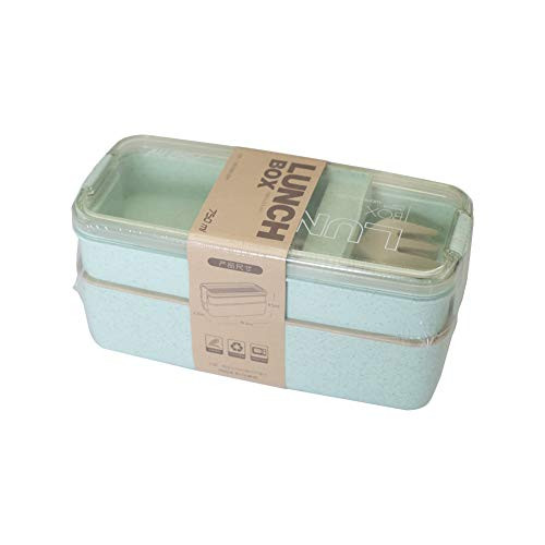 Lunch Box Bento Box -2-In-1 Compartment - Wheat Straw- Leakproof Eco-Friendly Bento Lunch Box Containers for Kids and Adults Lunch Box Bento Box -2-In-1 Compartment - Wheat Straw- Leakproof Eco-Friendly Bento Lunch Box Containers for Kids and Adults