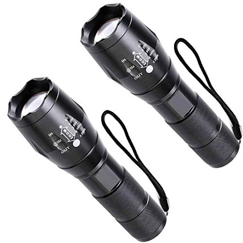 Tactical Flashlight -2 Pack- LED Flashlights- Super Bright High Lumen Light- Rechargeable Zoomable 5 Modes Water Resistant-Best Gear  and  Accessories for Hiking Camping Survival Emergency Torch Light