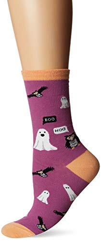 K. Bell Women's Boo Hoo Crew Socks- purple- Shoe Size- 4-10